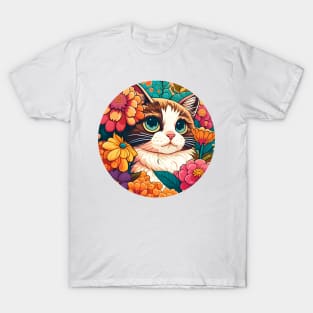 Floral Kitty - Cat Filled With Flowers T-Shirt